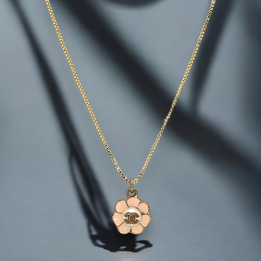 CC Dainty Peach Flower Repurposed Necklace