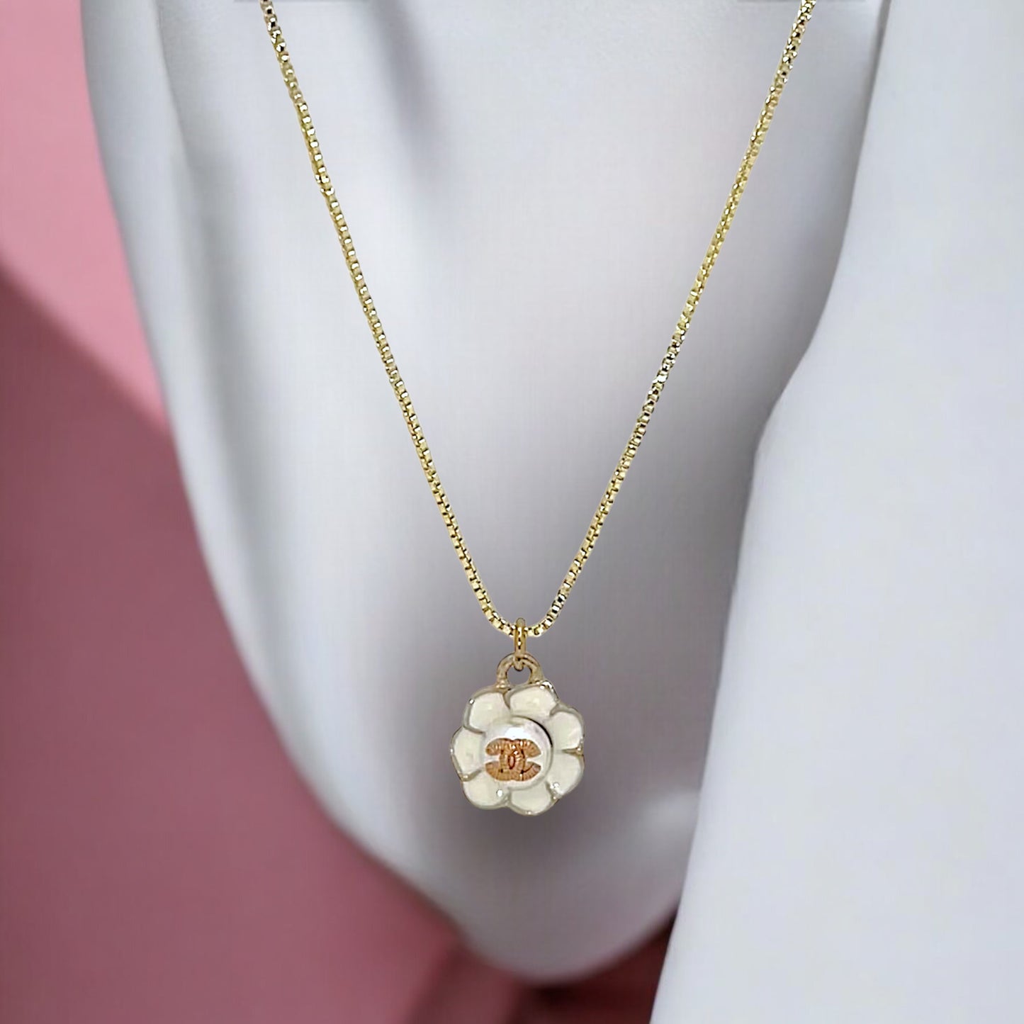 CC Dainty White Flower Repurposed Necklace